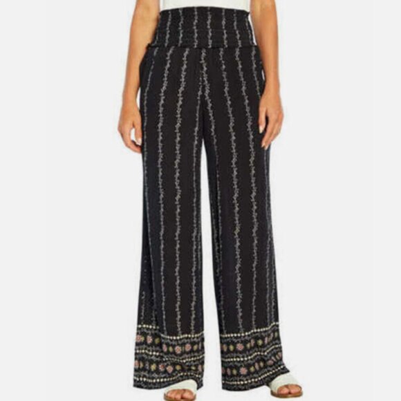 Three Dots Pants - Three Dots Wide Leg Pull On Pants Size M High Waist Relaxed Fit Slash Pockets